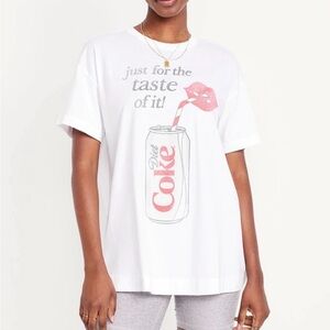 Old Navy Diet Coke Graphic Crewneck Tee White Lips Soda Pop Shirt Size L Cotton